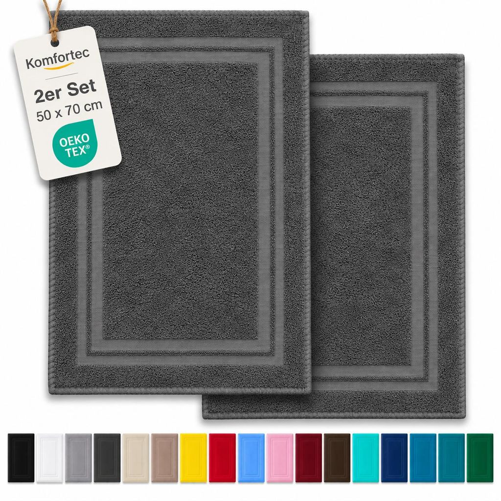 Juego de 2 alfombrillas de baño Komfortec, 50x70 cm, 100% Imagen del producto 