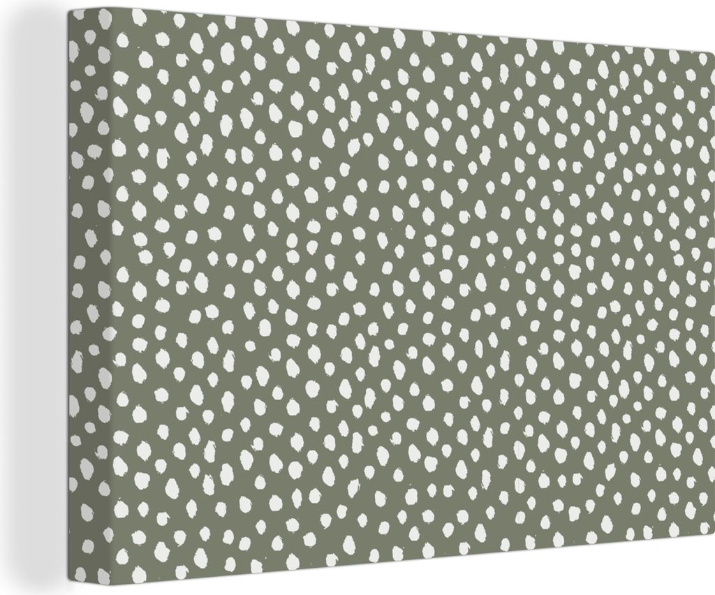 OneMillionCanvasses - Leinwandbilder - 150x100 cm, Polka dots - Grün - Weiß - Muster, Wandbilder Kunstdruck Wanddekoration - Foto auf Leinwand ...