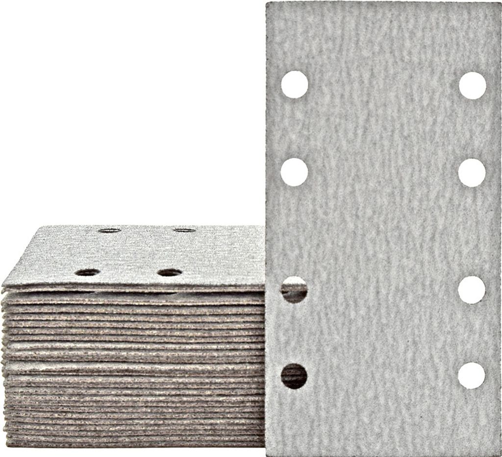 MioTools Shark Klett-Schleifblätter, 180 x 93 mm, 8-Loch, f. Schwingschleifer, Normalkorund (50 Stk.) K400