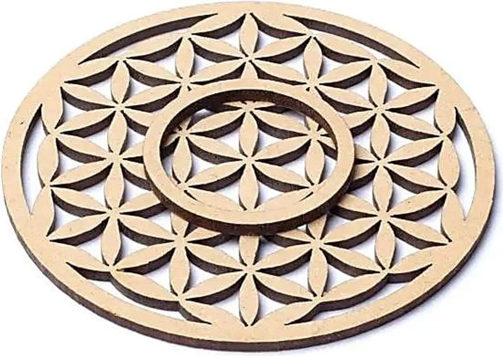 Support pour Sphère Lithothérapie 7cm Fleur de Vie en Bois - 10 Unités