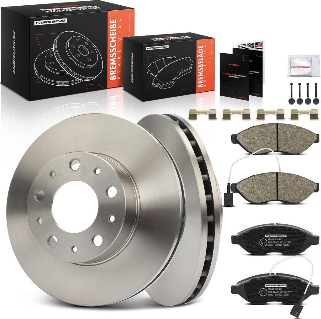 Frankberg 2x Bremsscheiben 4x Bremsbeläge Vorderachse für Citroën Jumper Fiat Ducato 250 Peugeot Boxer