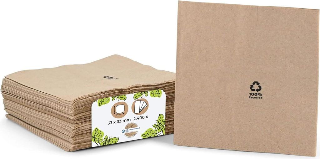 Papierservietten BIOZOYG DES02804 2400 Stück ökologisch kompostierbar