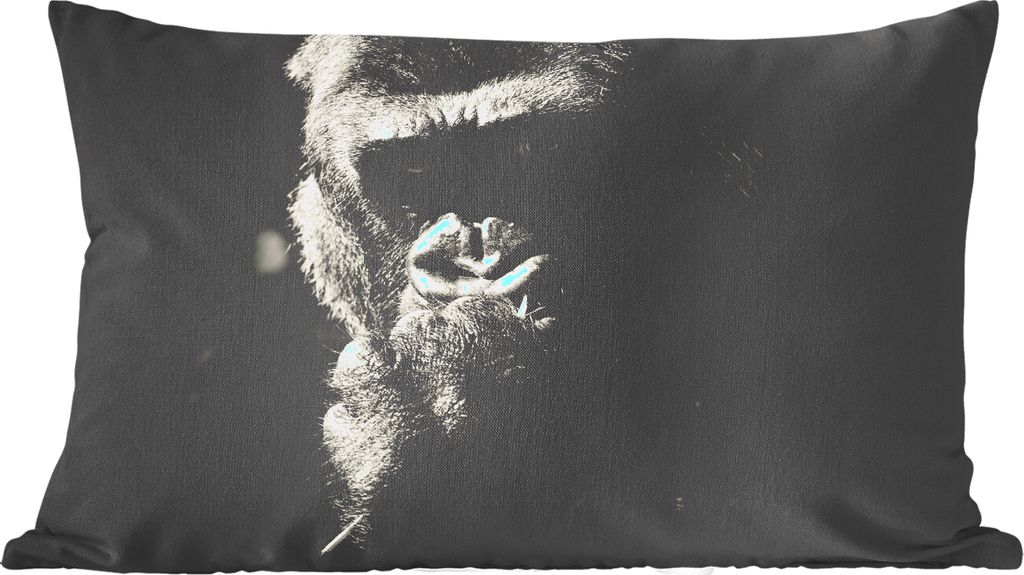 MuchoWow Zierkissen Sofakissen Wohnzimmer Dekokissen 50x30 cm Tierprofil Gorilla in schwarz und weiß - Wohnzimmerdekoration - Polster mit Photo
