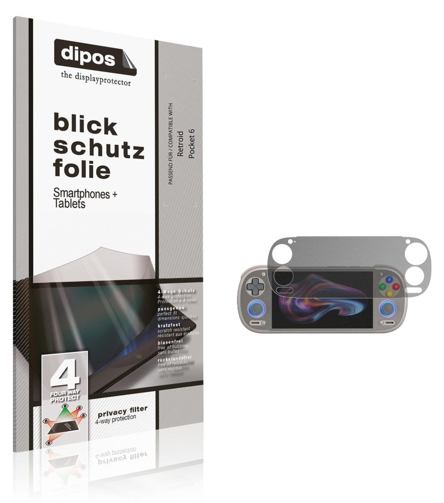 Blickschutzfolie für Retroid Pocket 6 matt Schutzfolie Folie Display Schutz dipos