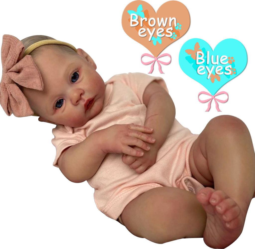 Blaue Augen/braune Augen 18-Zoll-Reborn-Babypuppe Mit Weichem Körper, Wiese, 3D-Hautpuppe, Weihnachtsgeschenk
