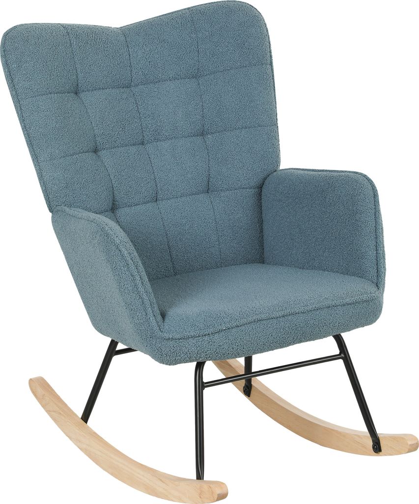 HOMCOM Schaukelstuhl, Schaukelsessel mit Berbervliesoptik, Armlehne, Gepolsterter Sessel mit Holzkufen, Relaxsessel für Wohnzimmer, Schlafzimmer, ...