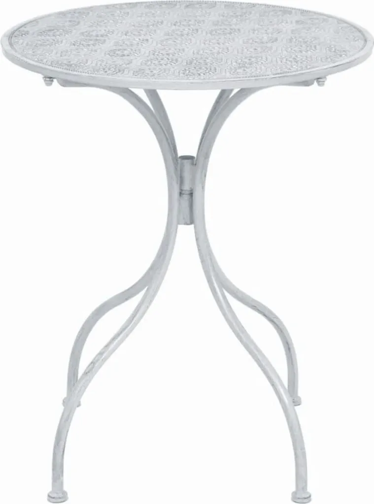 Salon de Jardin Bistro 3 Pièces Table et Chaises Acier Gris et Blanc