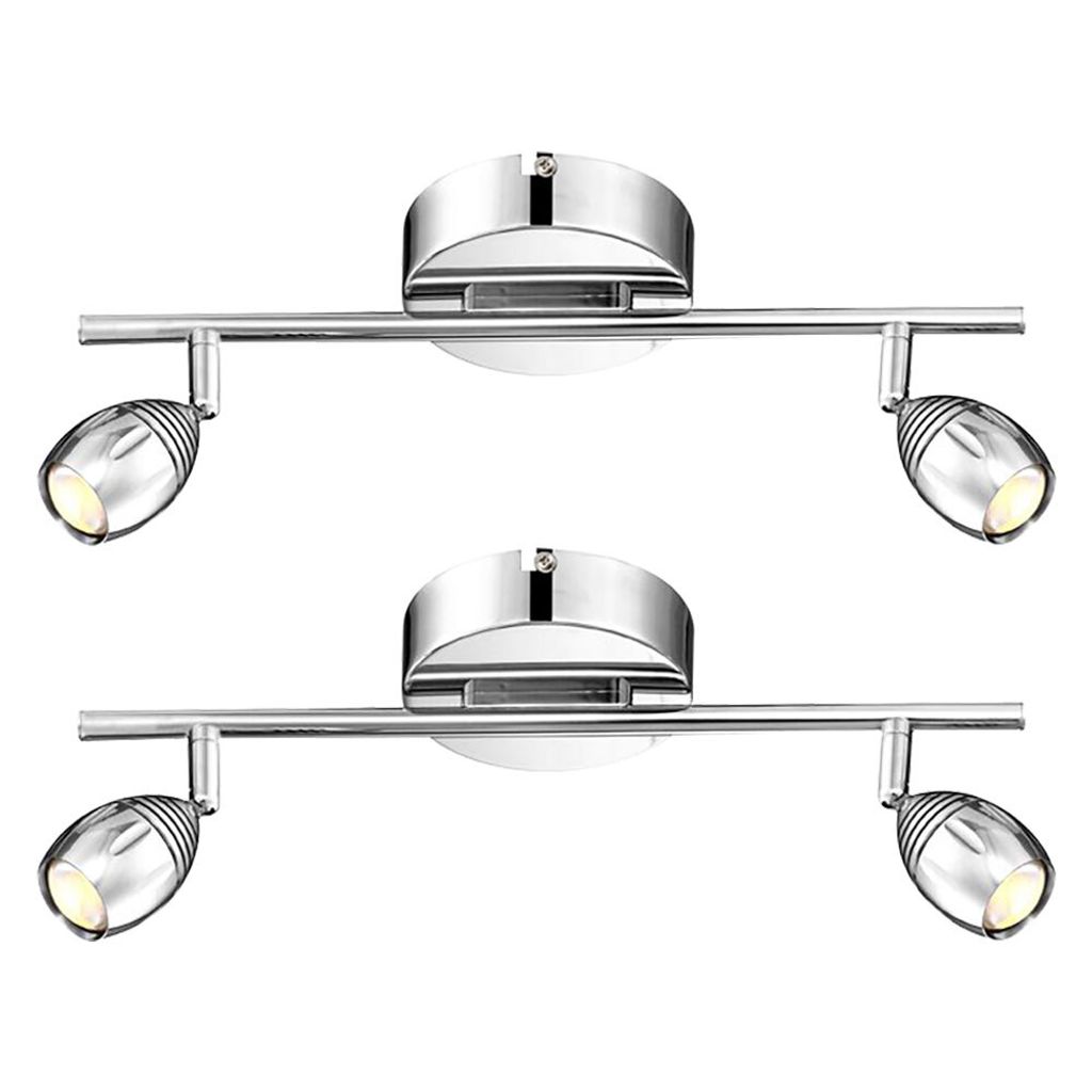 2er Set LED Deckenlampe, Chrom, bewegliche Spots, L 38 cm