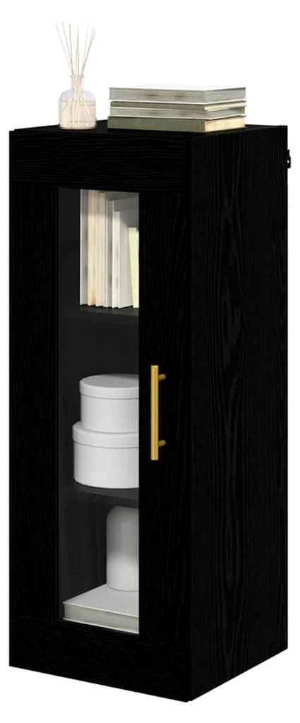Hängeschrank für das Badezimmer, Eiche Schwarz, 34,5 x 34 x 90 cm