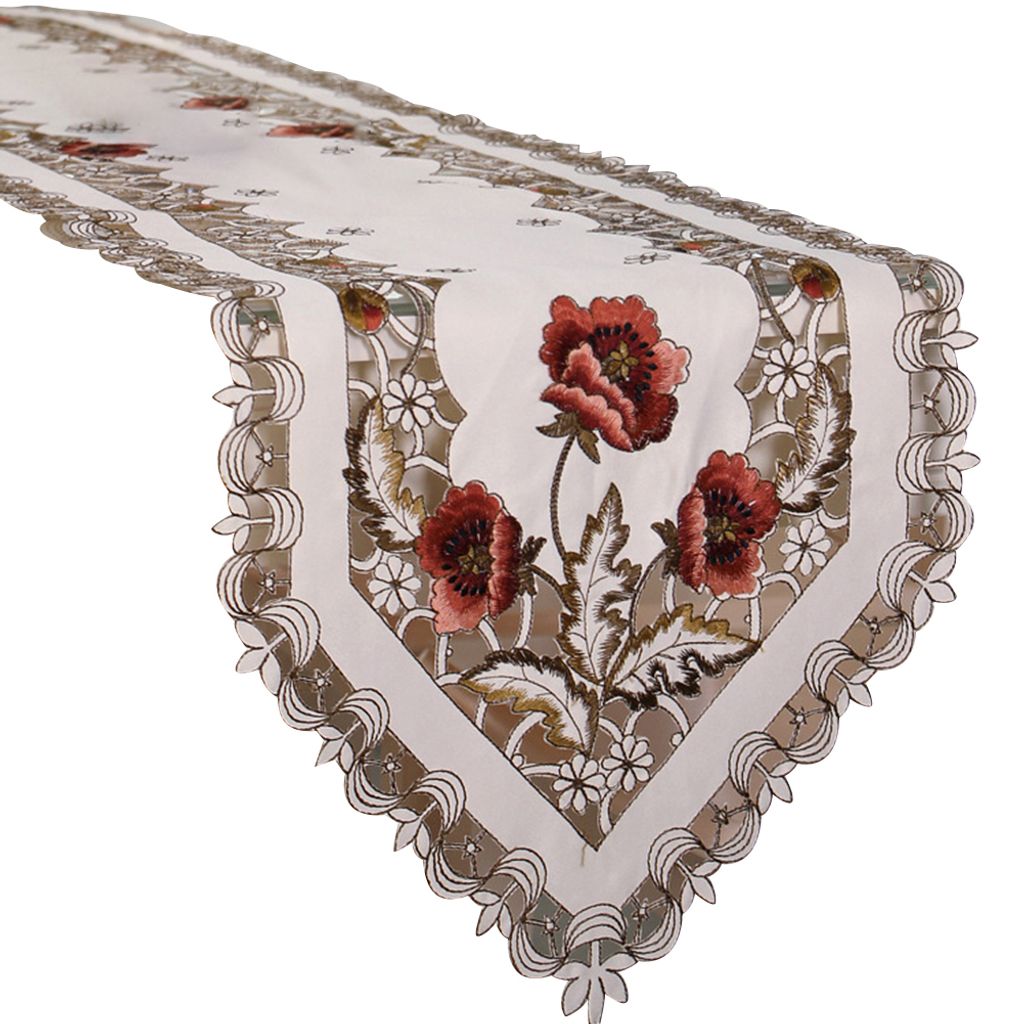 Holiday Party Table Runner Flower Tischdecke Cover Home Esszimmer Nachbildungation-Rot ,Größen:40*150cm
