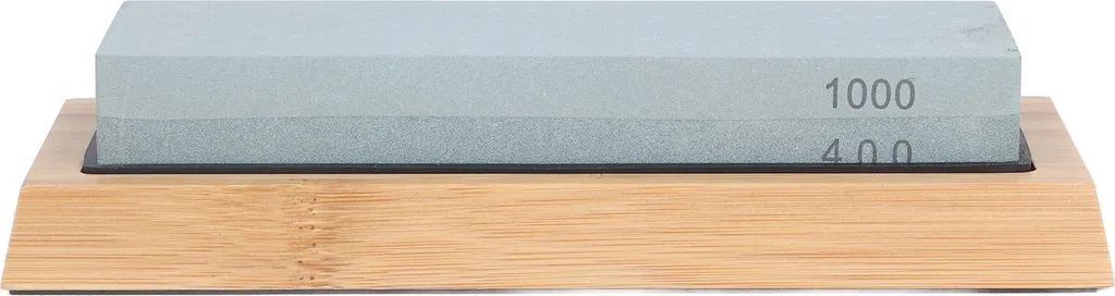Pierre à aiguiser double grain 1000/6000 avec support bois sécurisé - 16