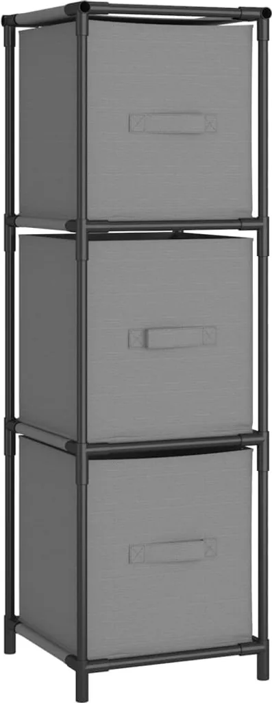 vidaXL Mobiletto 3 Cassetti Tessuto Grigio 34x34x101 Acciaio Offerta