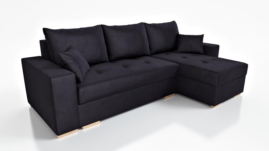 Corona-Ecksofa Schlafbett Leinenbehälter bewegliche Kopfstützen Kronos 07 Iwmar Möbel