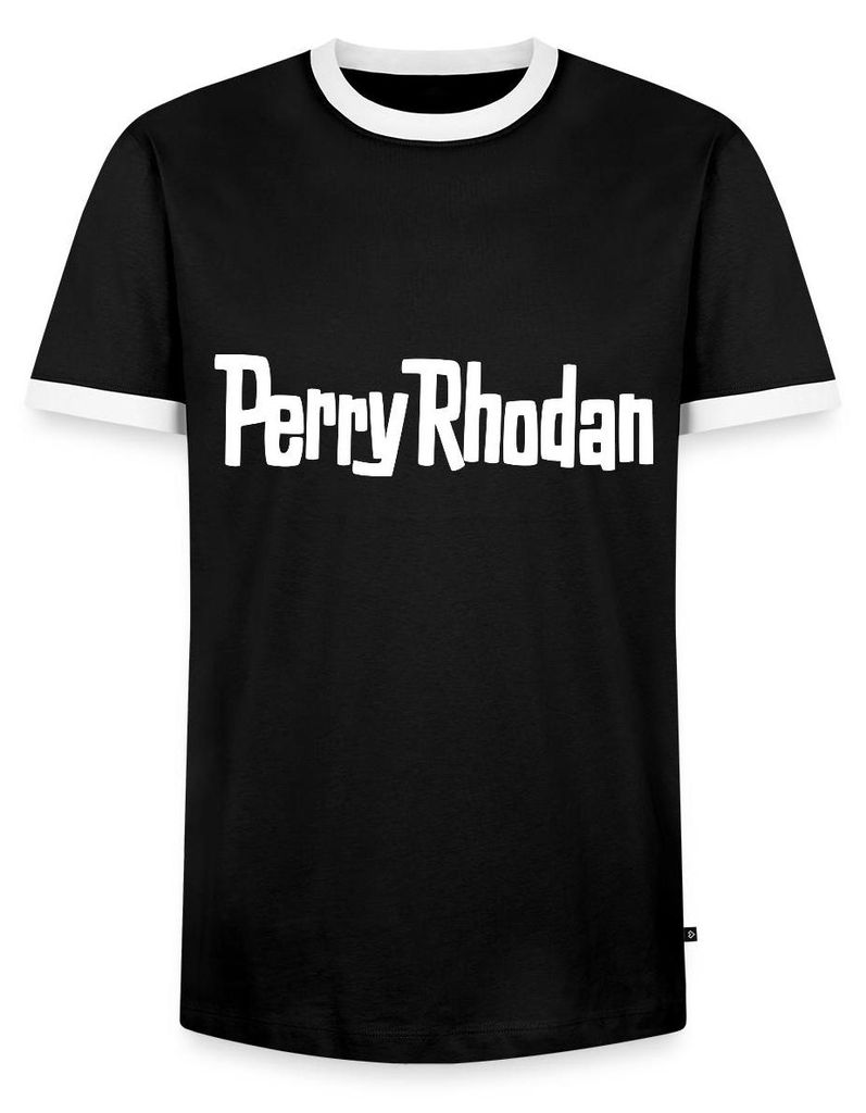Spreadshirt Perry Rhodan Logo weiß Männer Kontrast T-Shirt, L, Schwarz/Weiß