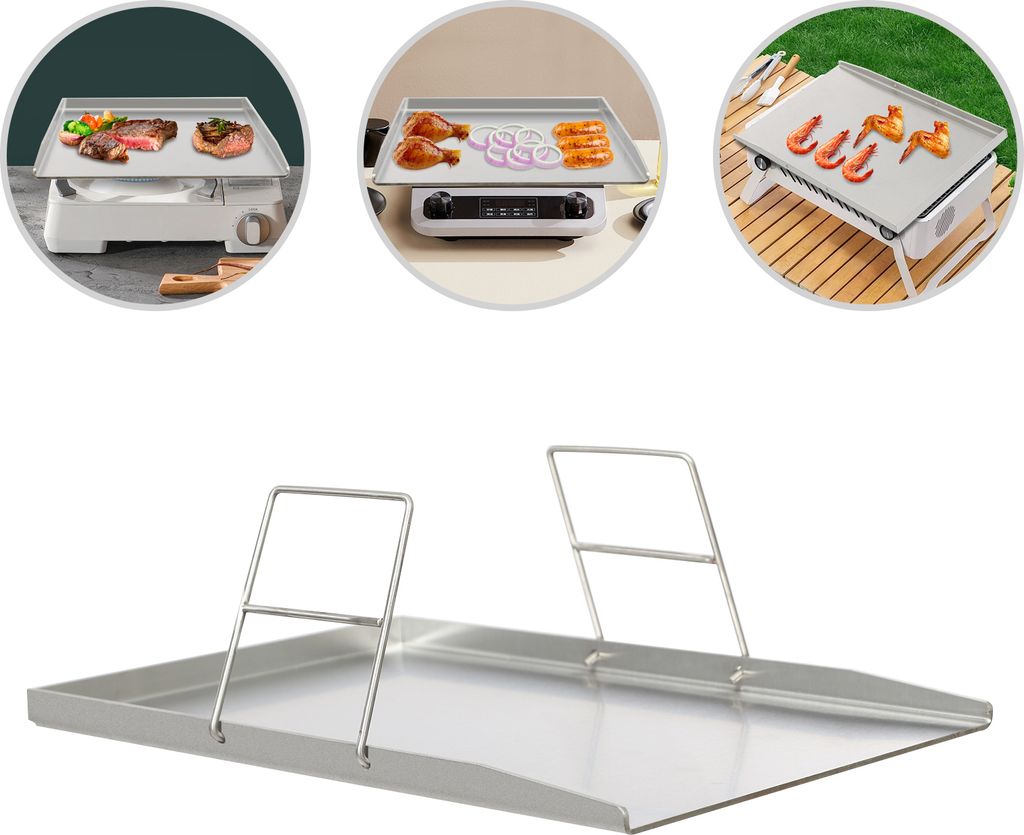 Edelstahlgrill 49*32.5cm Grillplatte universelle BBQ-Grillschale