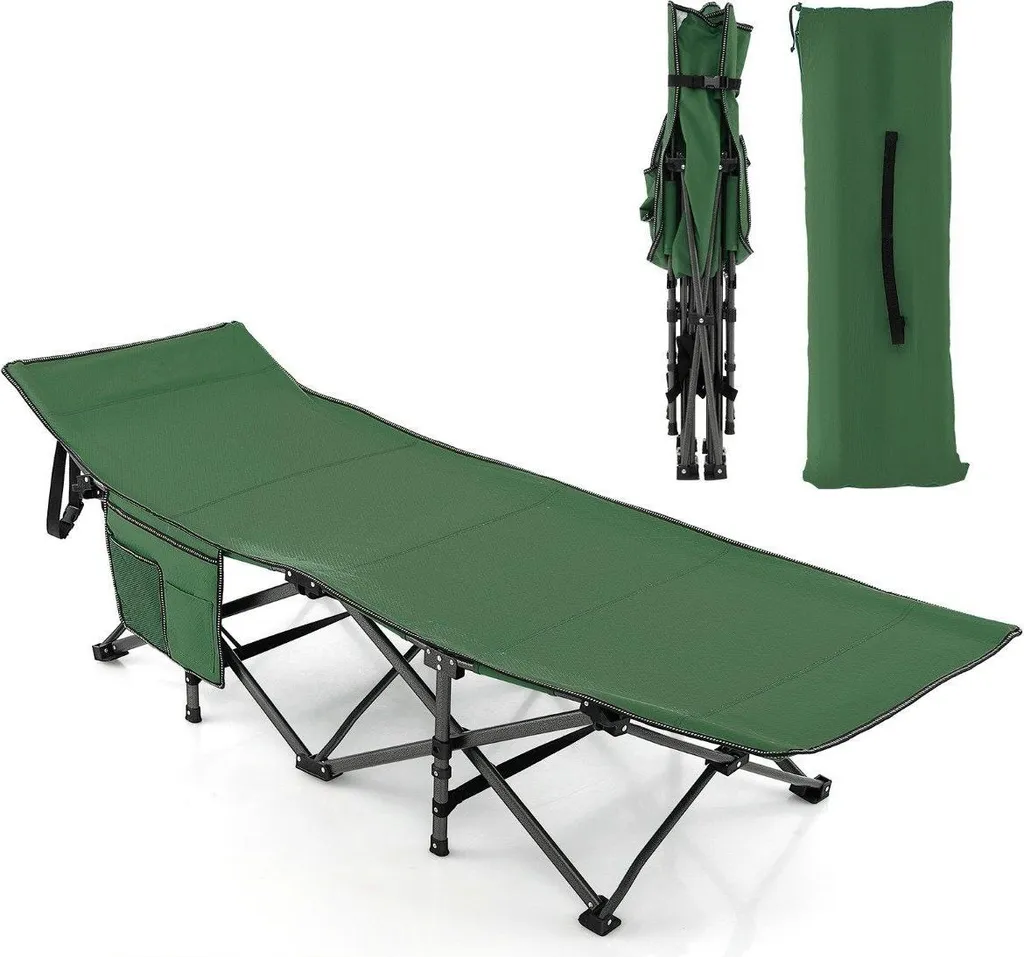 Lit de camping anti-mal de dos 190x70x54 cm pliable vert stable - 2