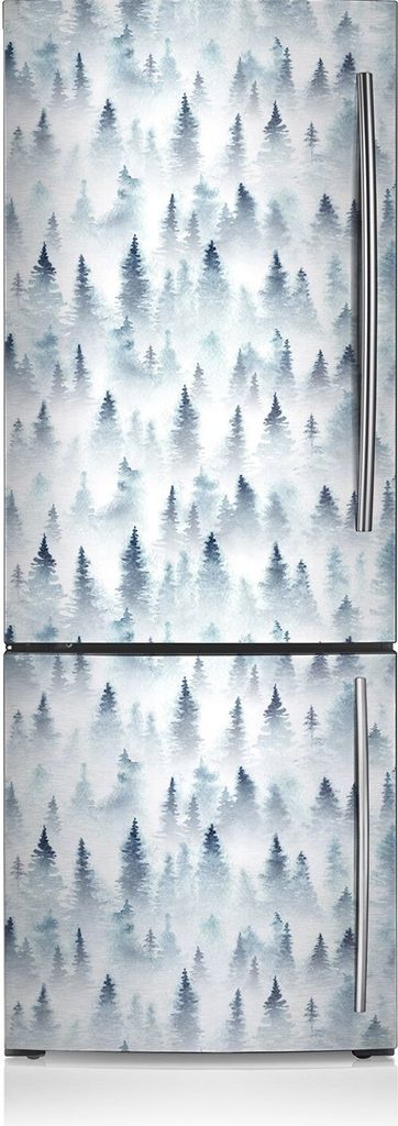 Kühlschrank Aufkleber Kühlschrankmagnete Dekoration Kühlschrankfolie 60x180 cm - Nebliger Wald