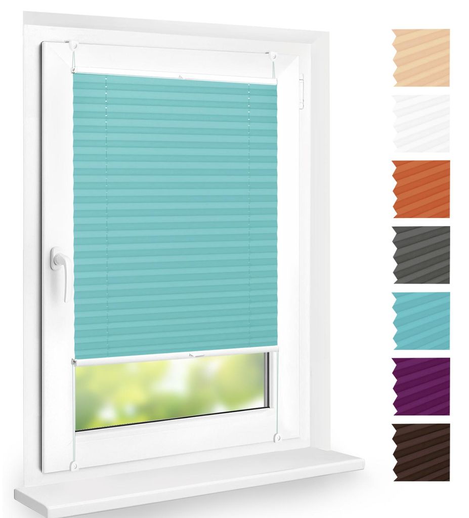 Plissee ohne Bohren 75x120cm Tuerkis