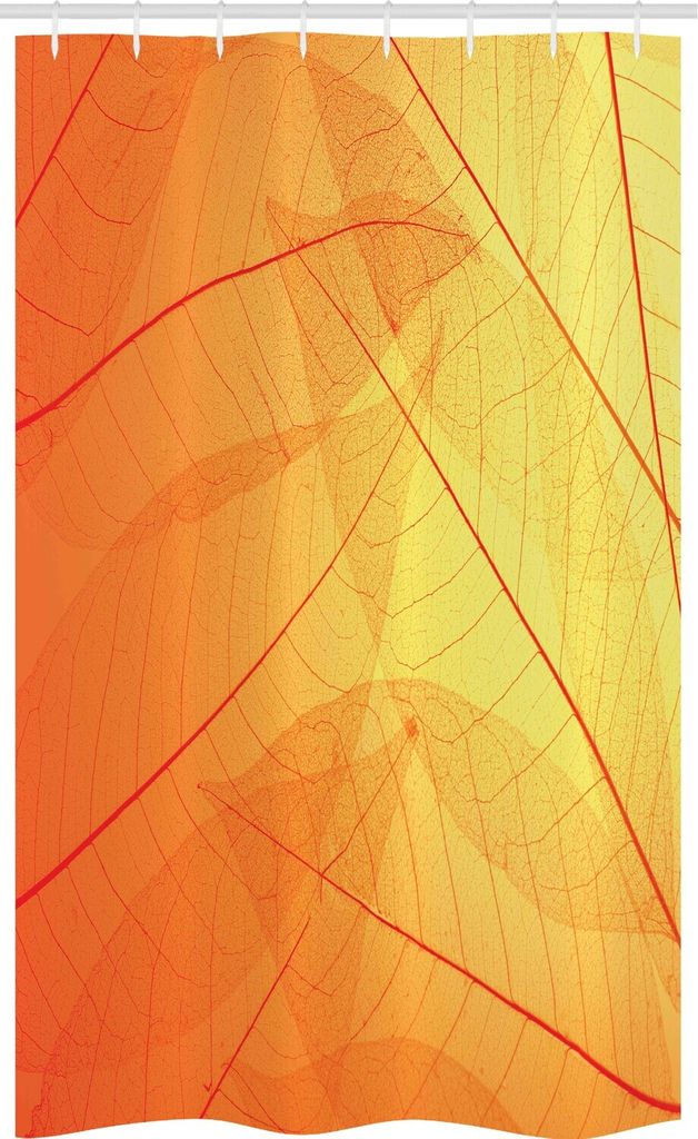 ABAKUHAUS Blätter Schmaler Duschvorhang, Herbst Natur Trockene Blätter, Badezimmer Deko Set aus Stoff mit Haken, 120 x 180 cm, Orange Gelb