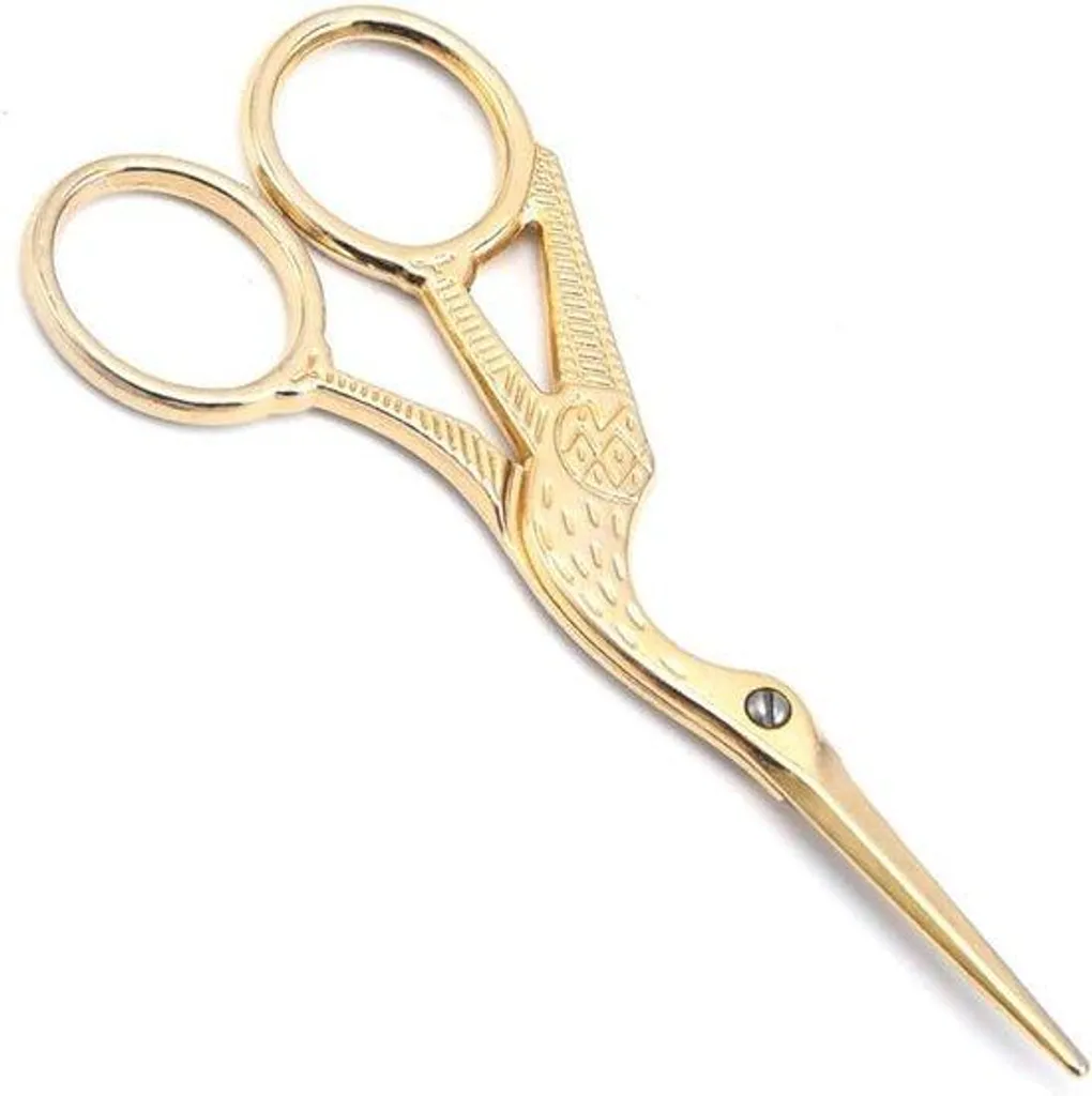 Ciseaux de broderie de précision dorés inox pour découpe textile fine