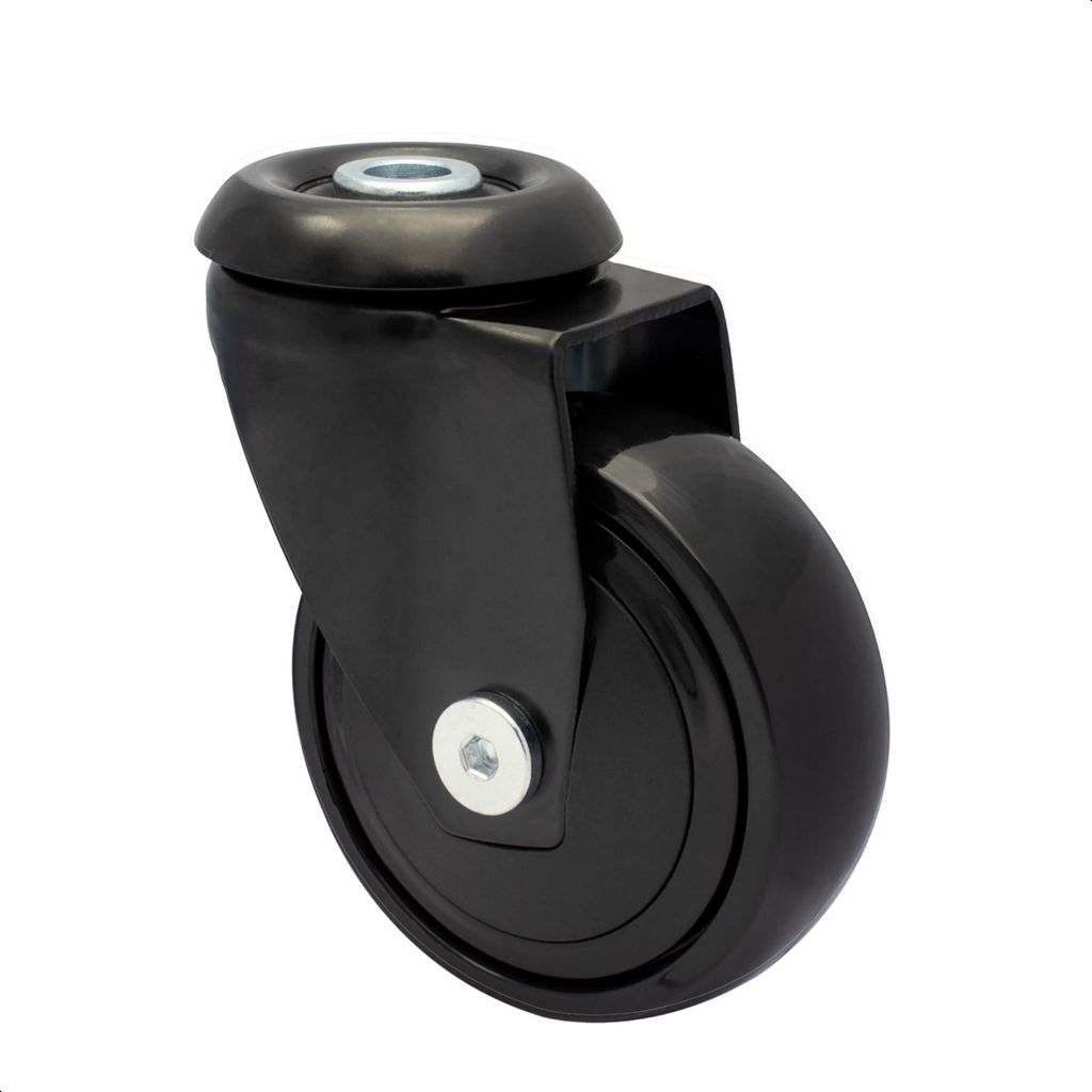 WAGNER 360° - 3C - Lenkrolle, schwarz, soft, Rückenloch für TENO Möbelbeine System, Ø 75 mm, Tragkraft 75 kg - 01127701