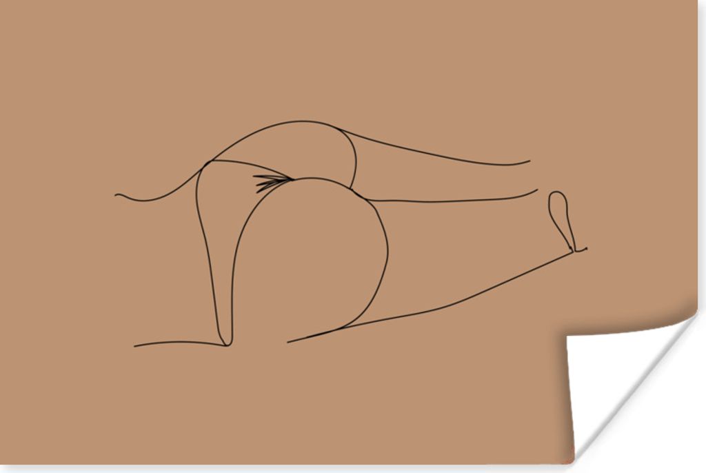 MuchoWow Poster Linienkunst - Frau - Unterwäsche 120x80 cm - Bilder