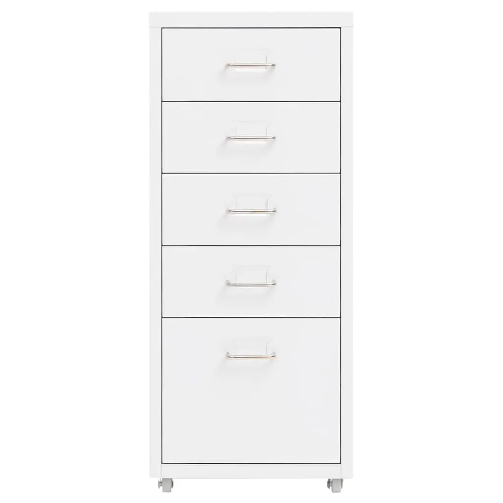 Cassettiera Ufficio Metallo Bianco vidaXL 5 Cassetti 69cm Mobile
