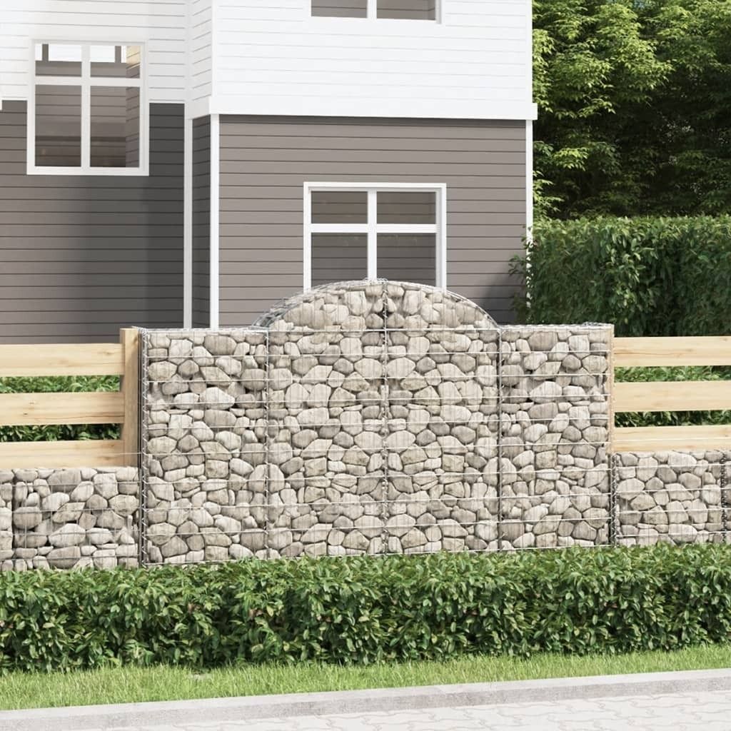 The Living Store Gabionen mit Hochbogen 4 Stk. 200x30x120/140cm Verzinktes Eisen