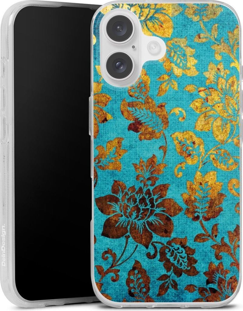 DeinDesign Handyhülle für Apple iPhone 16 Silikon Hülle Case Smartphone Schutzhülle Blumen Ornamente Vintage
