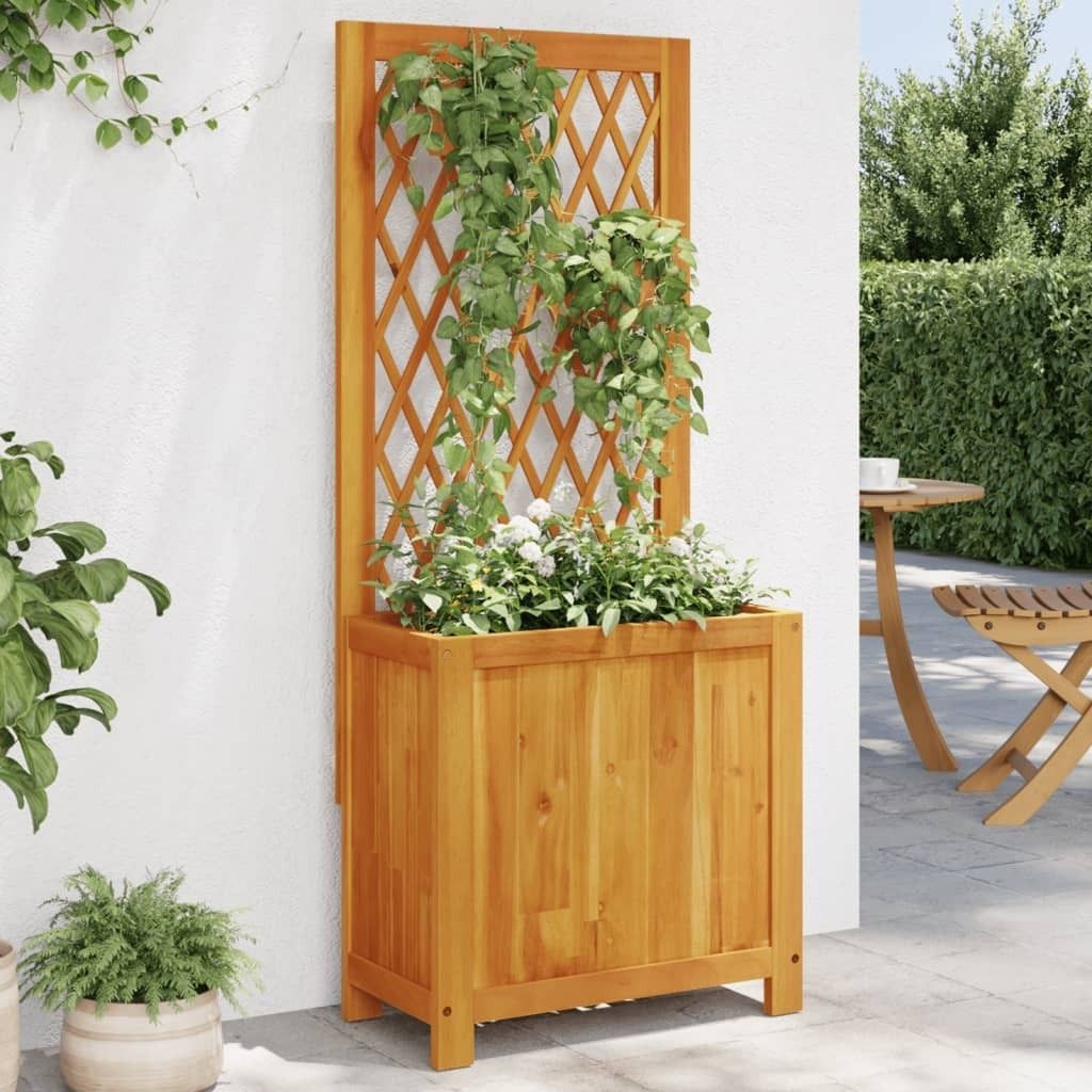 "im Sonderangebot"Pflanztopf/Blumenkübel Moderne - Pflanzkübel - Blumentopf mit Rankgitter 55x29,5x132cm Massivholz Akazie NEU458995 - Beete