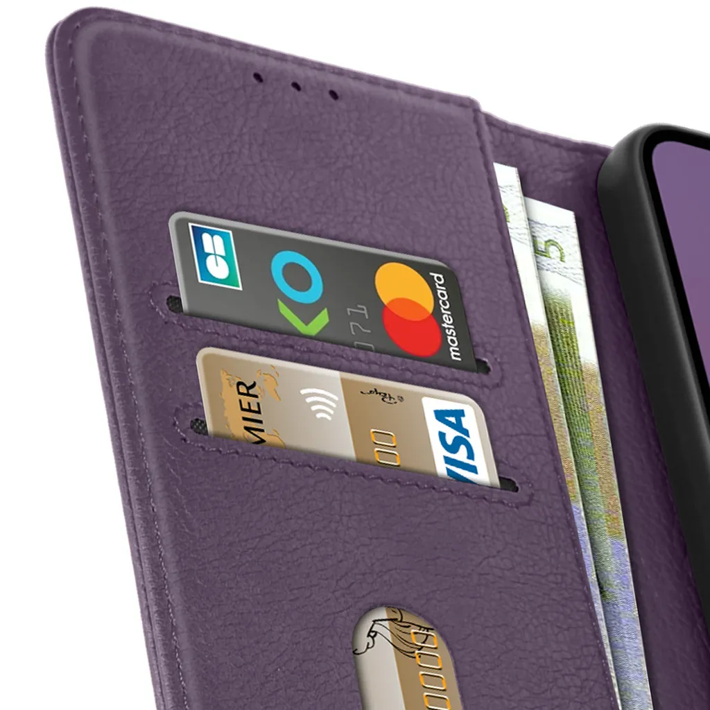Custodia Elegante Avizar per Samsung A15 - Ecopelle Viola Scuro - 4