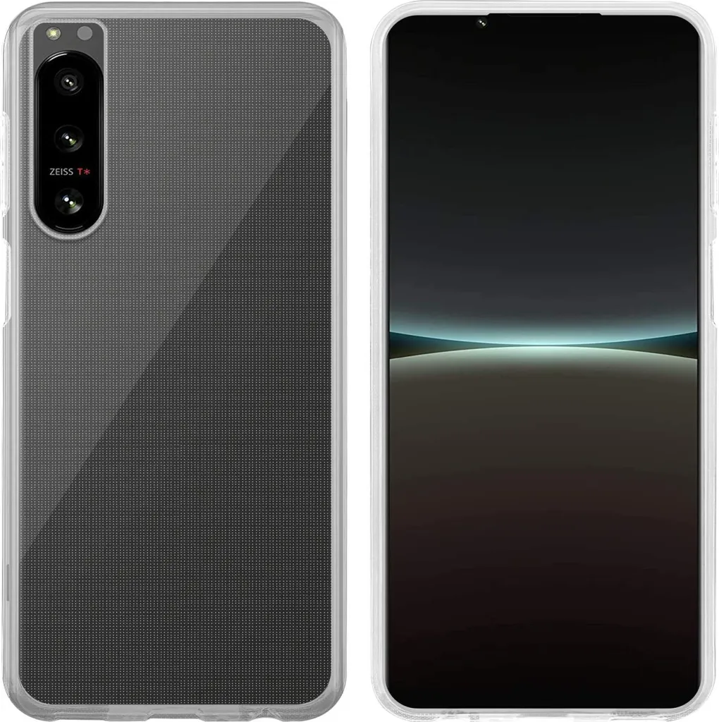 Custodia Per Sony Xperia 5 V In Pelle PU E TPU - Cover Ultrasottile Con Protezione 360°, Nero/Bianco - 3