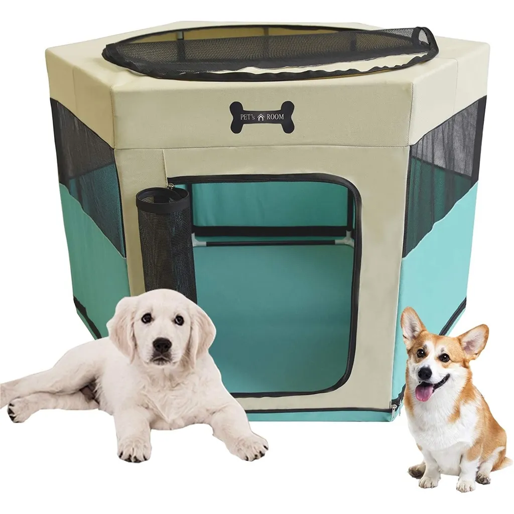 Parc pour chiots modulable 90x90x61cm - Solution d'éducation turquoise