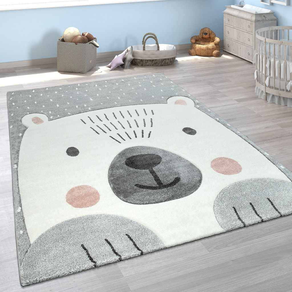 Kinderteppich Spielteppich Teppich Flachflor Kinderzimmer mit niedlichen Bär 