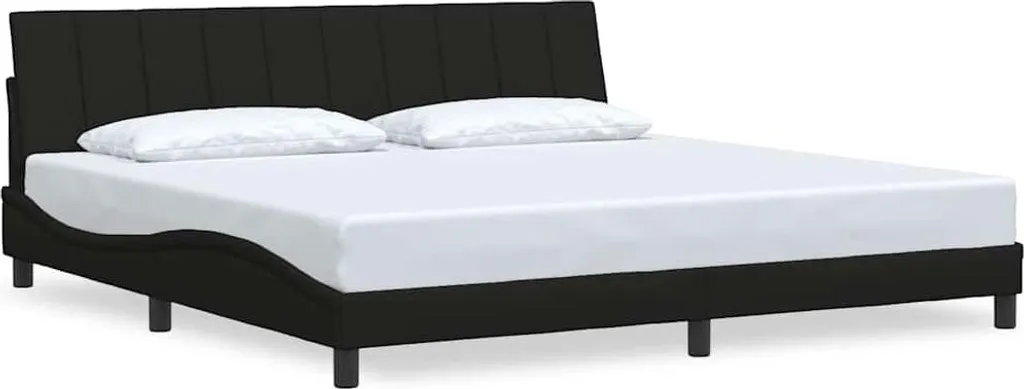 Lit double 200x200 cm Hanko noir en tissu vidaXL cadre de lit moderne