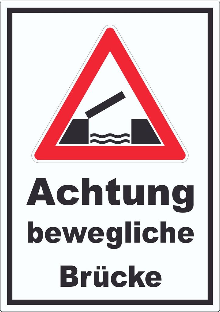 Aufkleber Achtung bewegliche Brücke A9 (37x52mm)