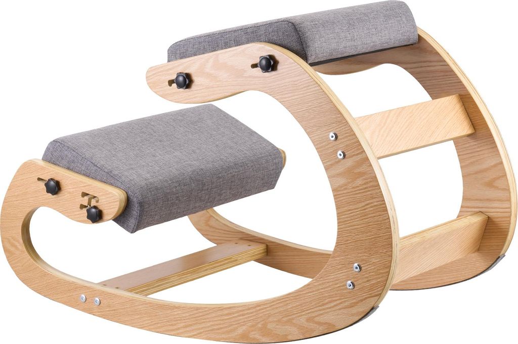 SucceBuy Ergonomischer Kniehocker mit gepolsterten Schaumstoffkissen und stabilem Holzrahmen, höhenverstellbarer Kniestuhl zur Unterstützung von ...