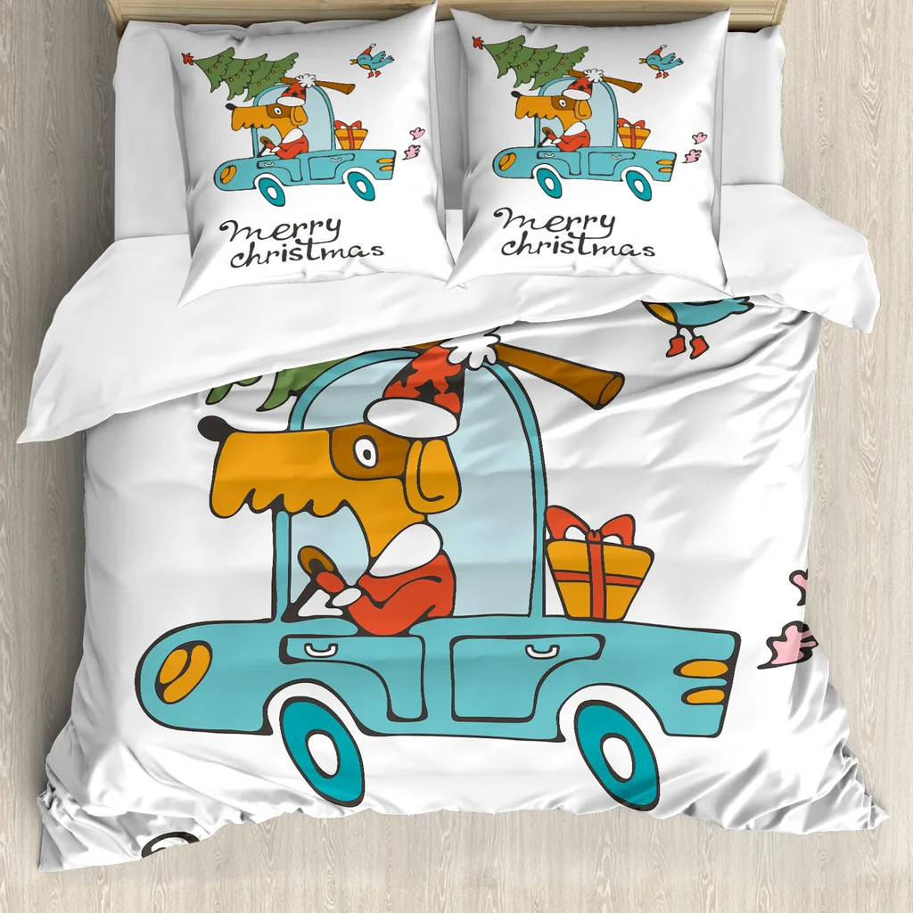 Copripiumino Natale Cane in Auto ABAKUHAUS 155x220 Antiacaro
