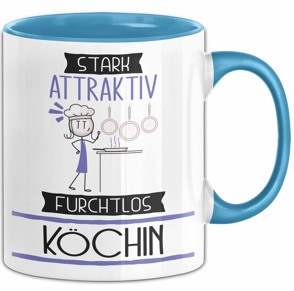 Köchin Tasse Geschenk Becher Stark Attraktiv Furchtlos Köchin Lustige Geschenkidee (Blau)