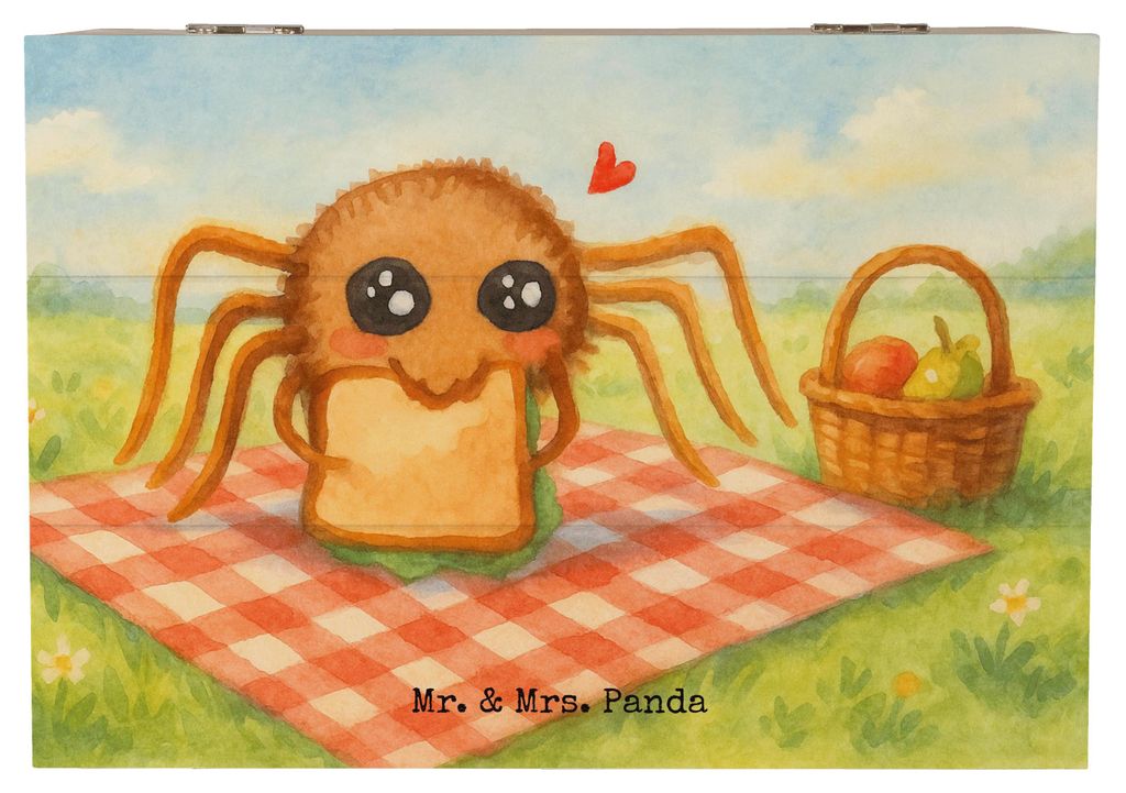 Mr. & Mrs. Panda Box Spinne Agathe Sandwich Design 22 x 15 cm - Weiß - Geschenk, Verfressen, Kiste, fotobox, Hunger, Alles Wird gut, Glück, schmu...