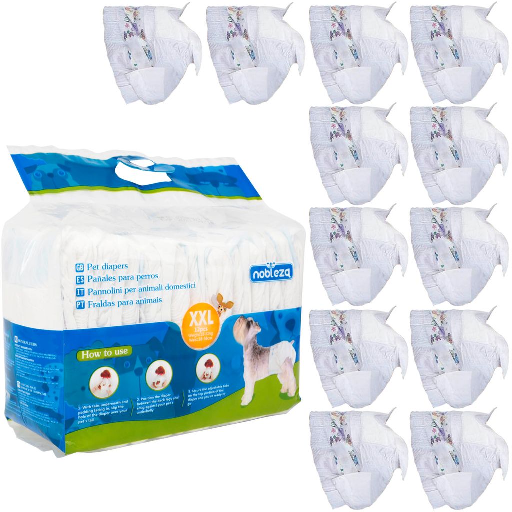 PAMPERSY PIELUCHY DLA PSÓW SUCZKI XXL 18-32 kg - 12 SZT Zdjęcie produktu 