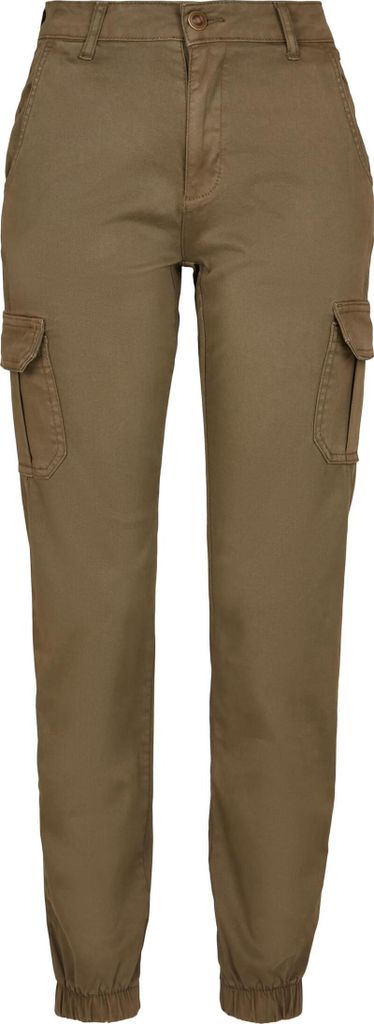 Urban Classics Ladies - High Waist Stretch Cargo Hose oliv M