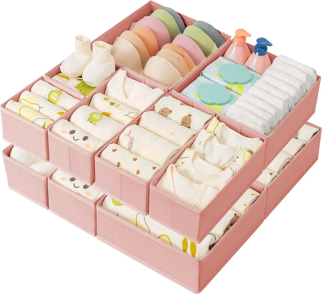 DIMJ Organisateur de Sous-Vêtements Rose - Lot de 10 Boîtes de Rangement