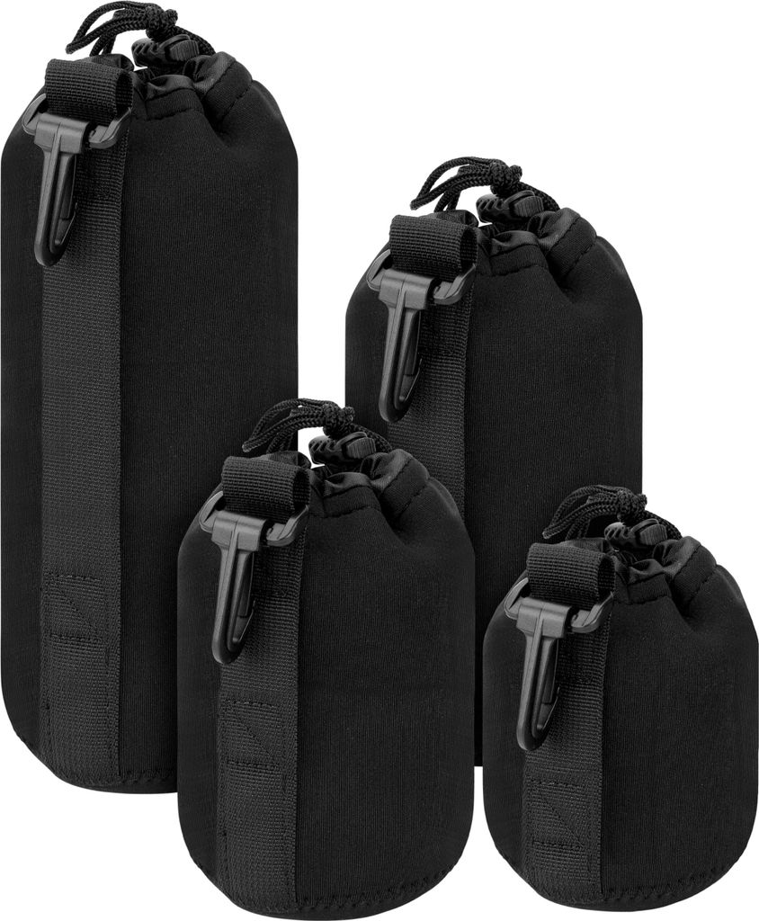 Belle Vous 4 tlg Schwarzes Objektiv Tasche Set - Wasserabweisende Neopren Tasche für Universelle DSLR-Kameraobjektive - Weiche