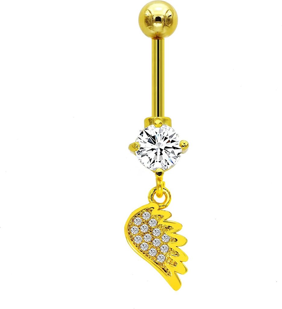 Karisma Titan G23 Bauchnabel Piercing Feder Zirkonia - Weiss - Silber
