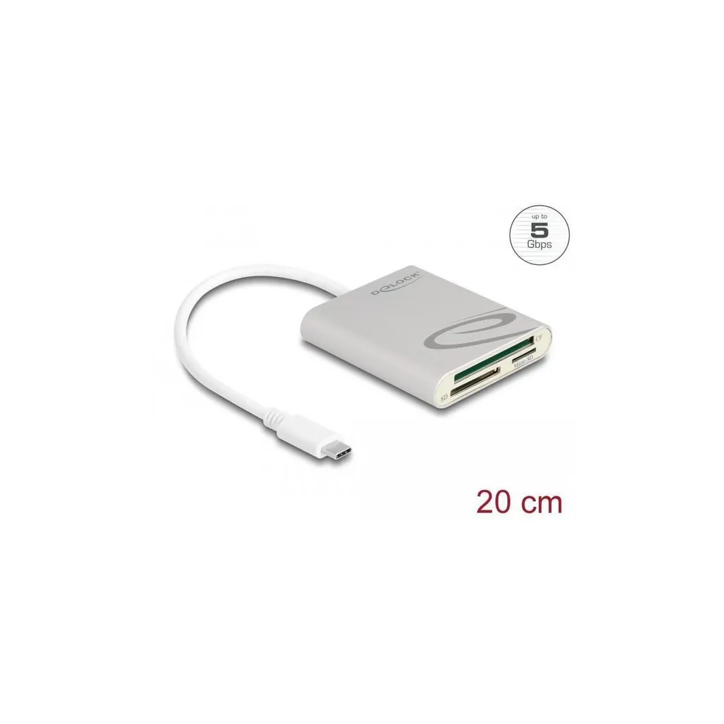 Lecteur Compact Flash et SD DELOCK avec Connecteur USB Type-C Robuste