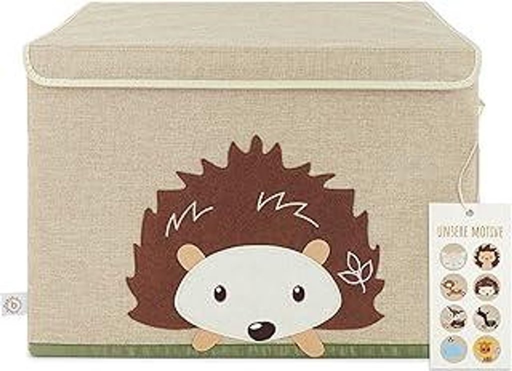 Bieco Igel Spielzeug Aufbewahrung für Baby- & Kleinkinderzimmer | Spielzeugkiste Waldtiere | große Kiste mit Deckel | Spielzeugbox mit Deckel Auf...