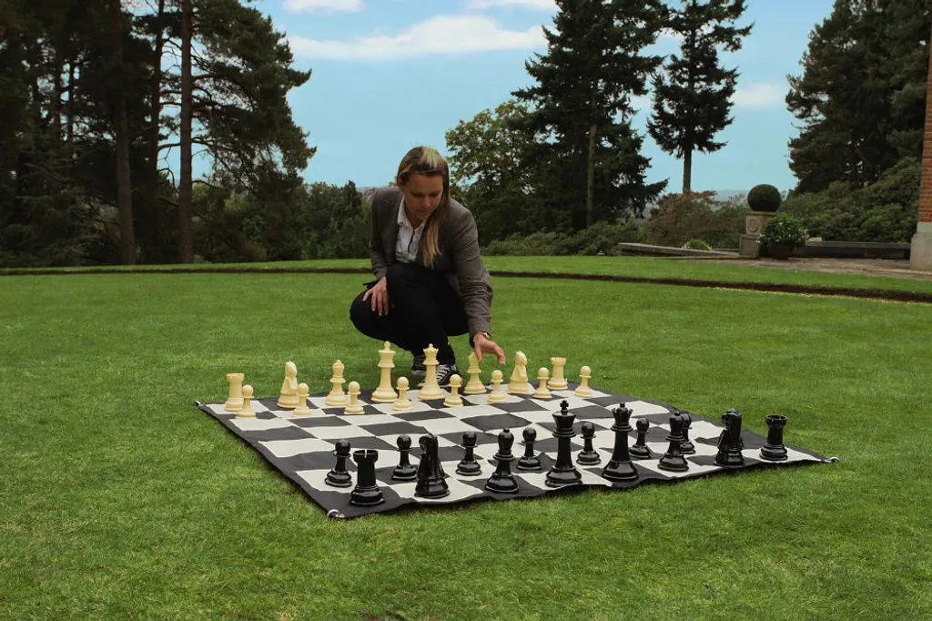 Jeu d'échecs géant 20cm avec tapis 90x90cm - Set complet d'extérieur - 4