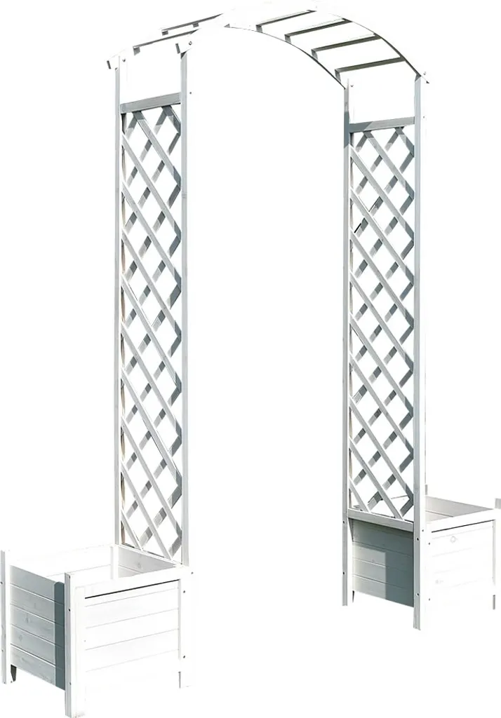 Arche fleurie 146 cm en bois d'épicéa blanc avec bac à plantes intégré