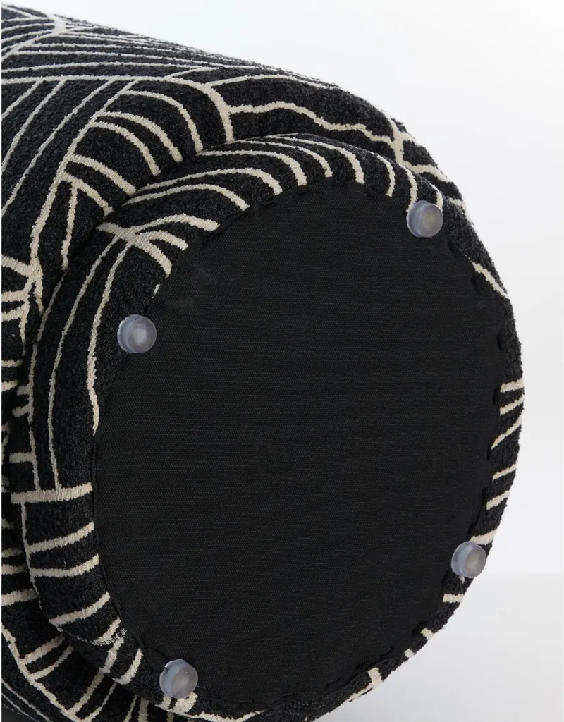 Pouf Davonte Noir et Blanc à Motifs Géométriques Light & Living Ø40 - 5
